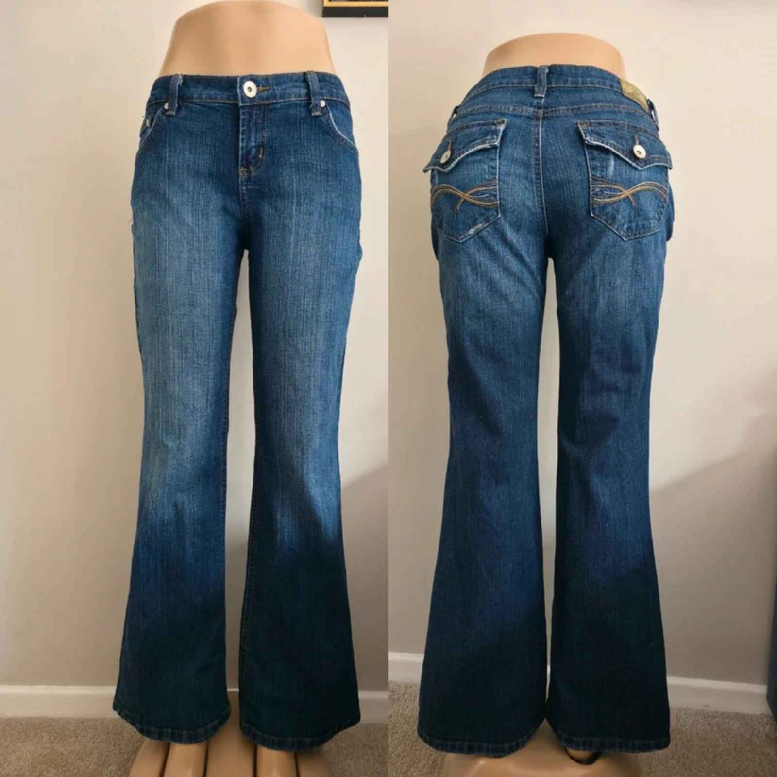 L.e.i Low Rise Relaxed Flared Vintage Y2K Jeans UK Size 12/14