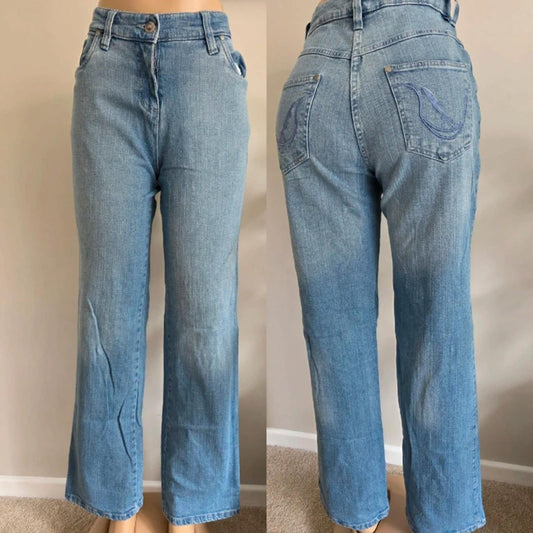 Vintage Y2K Mid Rise Mini Bootcut Jeans UK 12