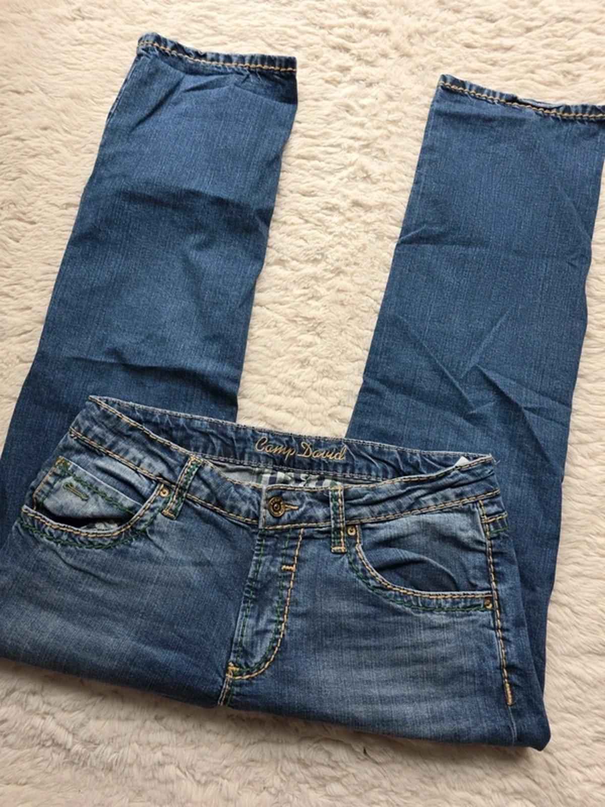 Vintage Y2K Camp David Mid Rise Straight Leg Jeans Baggy Fit UK 14