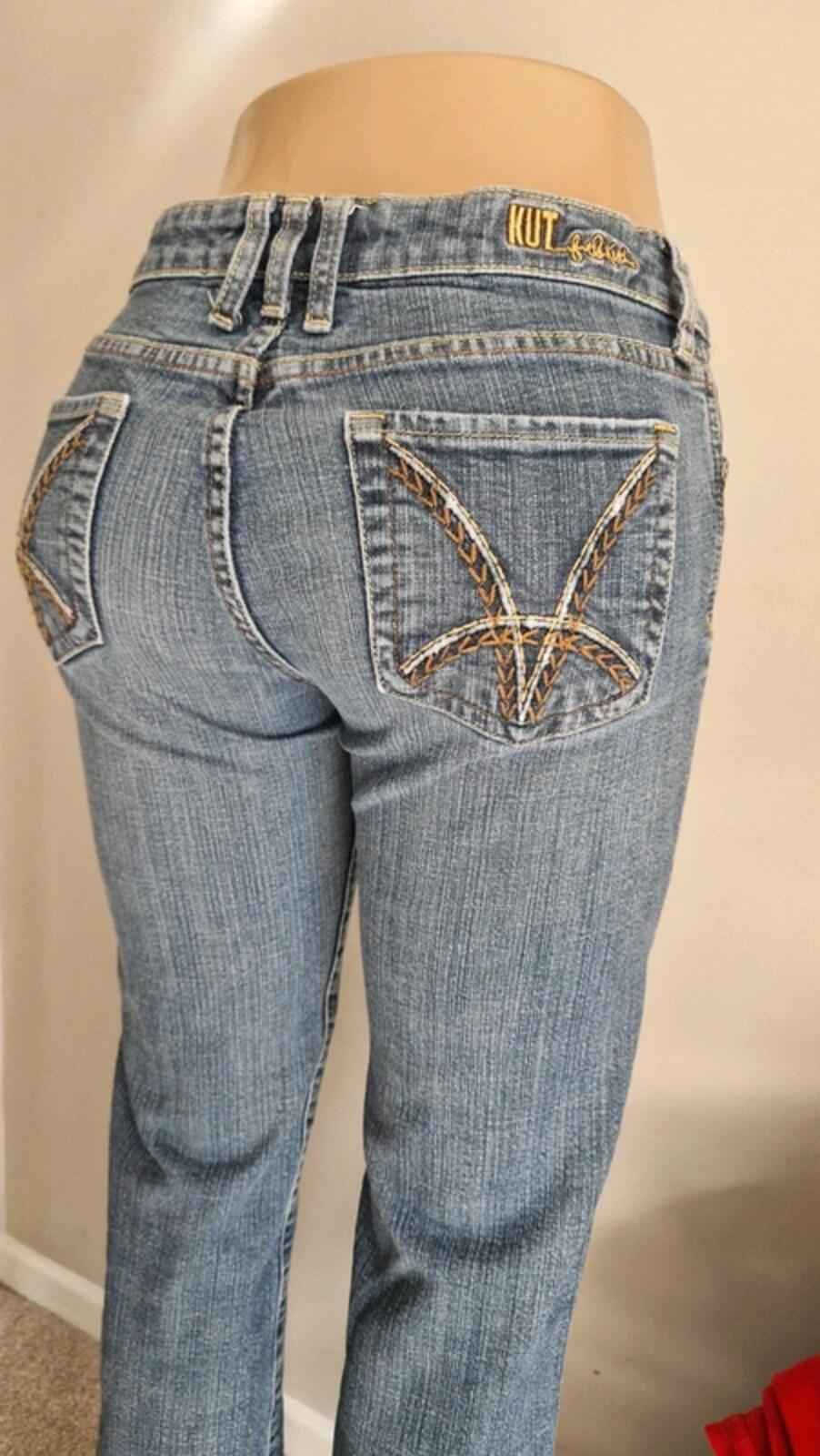 Y2K "Kut from the Kloth" Mid Rise Bootcut Flared Denim Jeans UK 10