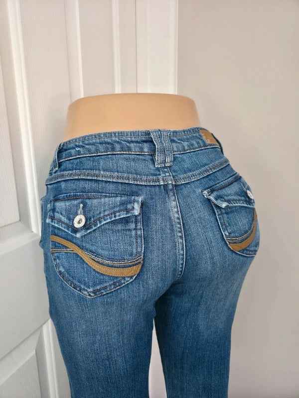 Arizona Mid Rise Flared Vintage Y2K Jeans UK Size 8 Petite