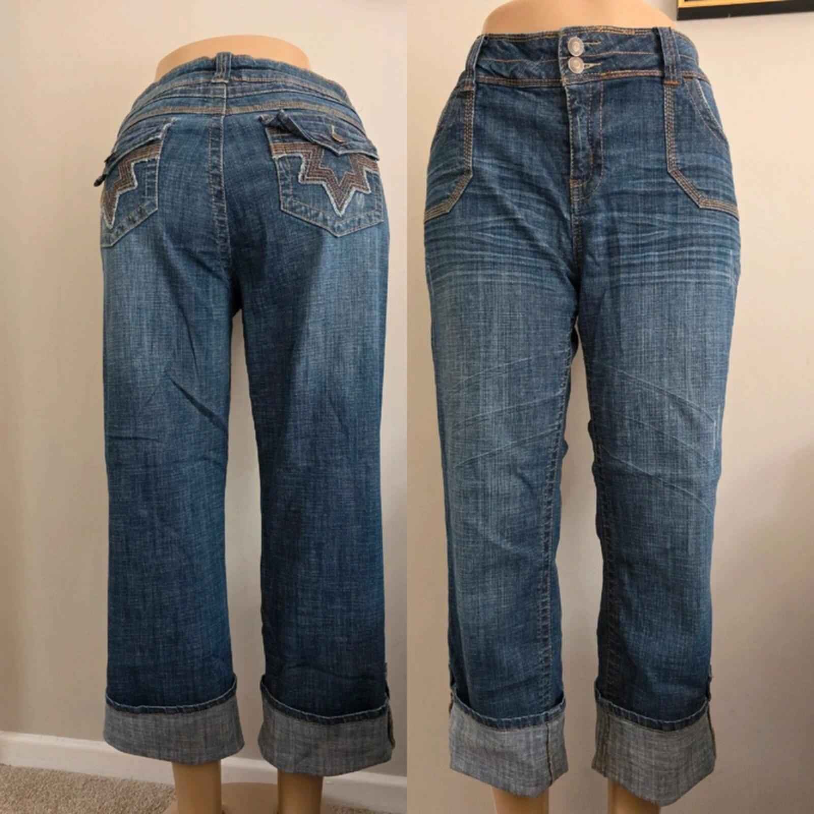 Hydraulic Vintage Y2K Mid Rise Flared Capri Convertible Jeans UK Size 18 Petite