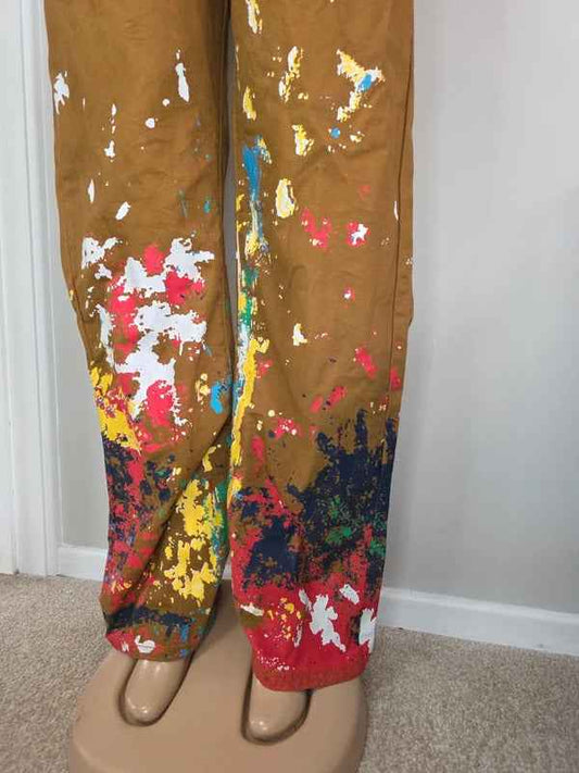 MNMl High Rise Straight Leg Paint Splatter Jeans UK Size 20