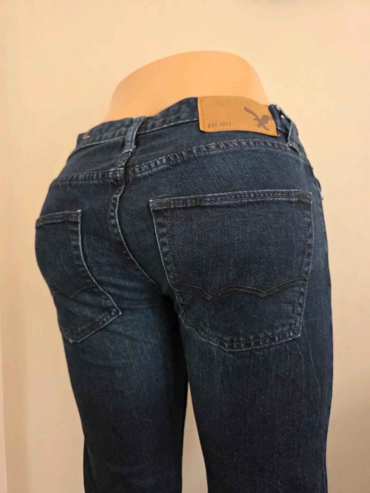 Vintage Y2K American Eagle Mid Rise Straight Jeans UK Size 6 petite