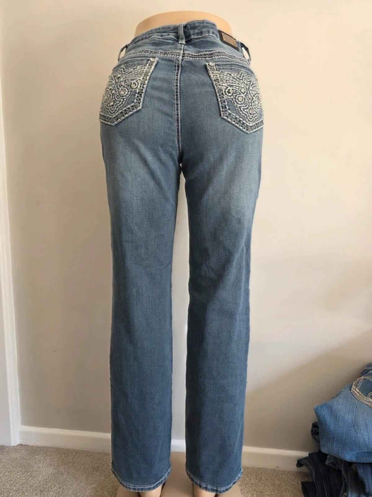 Vintage Y2K Earl Jeans Mid Rise Straight Bling Jeans UK Size 10