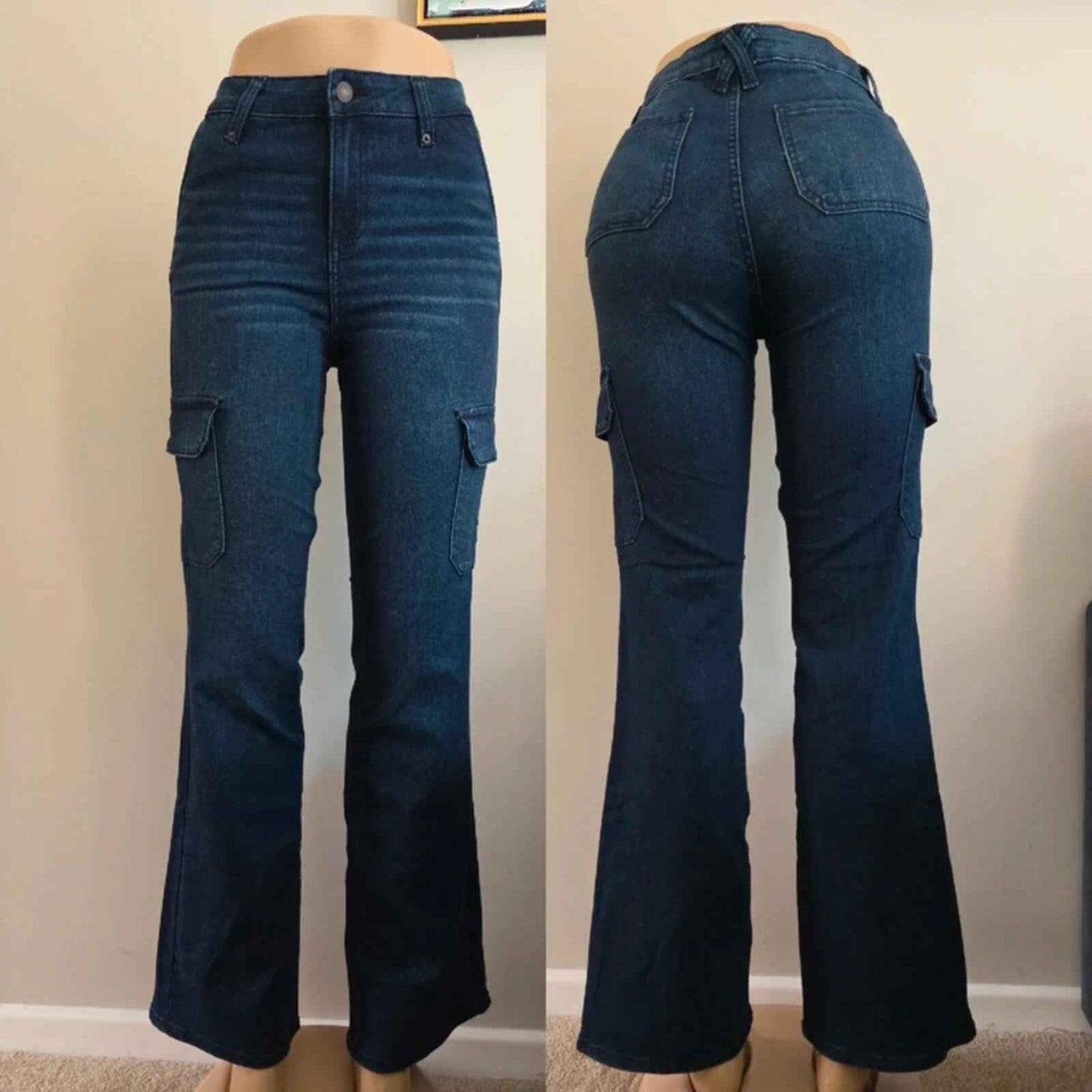 Time and Tru Vintage Y2K Mid Rise Bootcut Cargo Jeans UK Size 8
