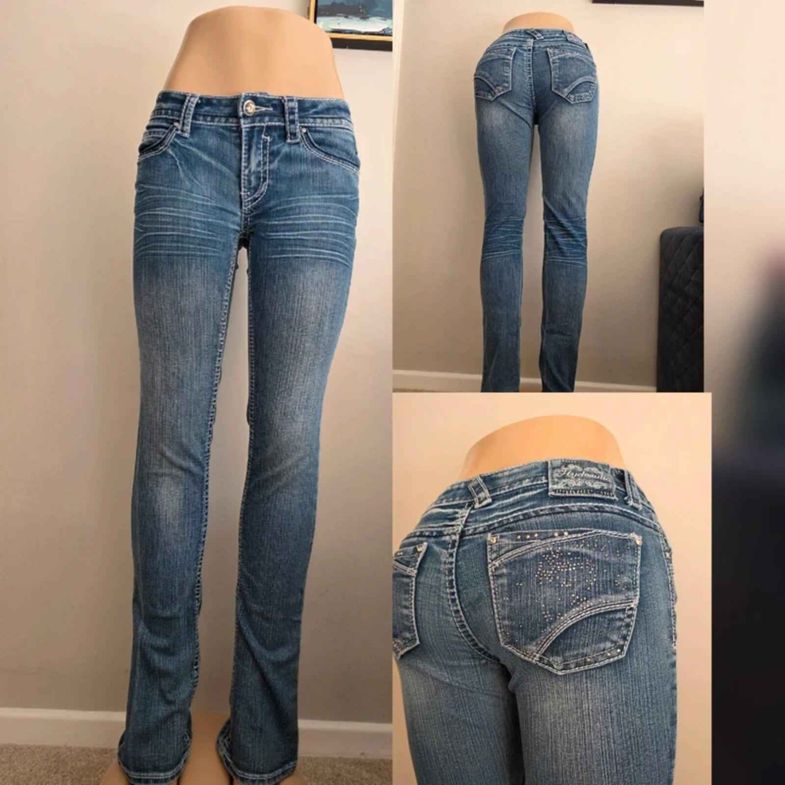 Vintage Y2K Hydraulic Low Rise Micro Bootcut Jeans UK Size 8 tall