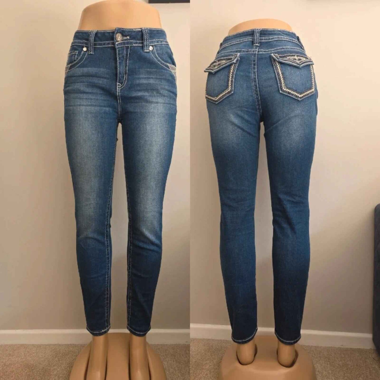 Vanilla Star Mid Rise Skinny Vintage Y2K Jeans UK Size 10 Petite