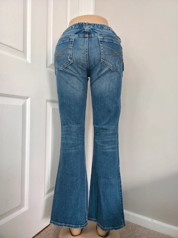 Aeropostale Mid Rise Flared Vintage Y2K Jeans UK Size 10 Petite