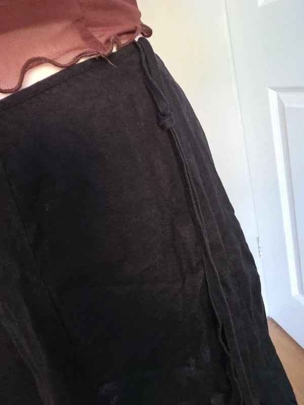 Nine West Black Linen Embroidered Midi Skirt UK Size 8