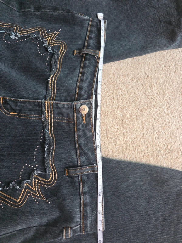 Annabell Mid Rise Cropped Vintage Y2K Jeans UK Size 12/14