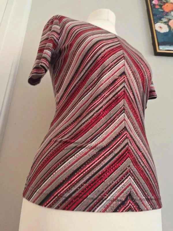 Taifun Collection Y2K Glitter Stripe Stretch Top UK Size 12