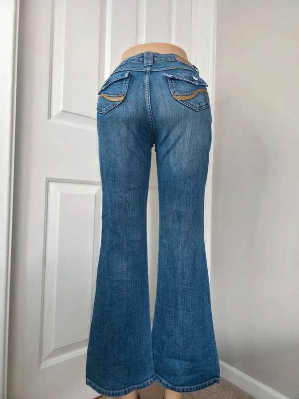 Arizona Mid Rise Flared Vintage Y2K Jeans UK Size 8 Petite