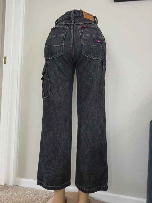 FUBU High Rise Cargo Jeans UK Size 8 Petite