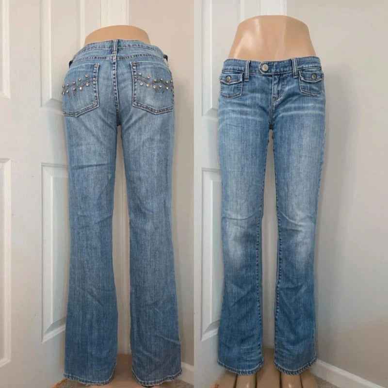 Gap Ultra Low Rise Blingy Bootcut Vintage Y2K Jeans UK Size 8 Tall