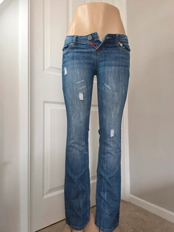 Almost Famous Ultra Low Rise Bootcut Vintage Y2K Jeans UK Size 6