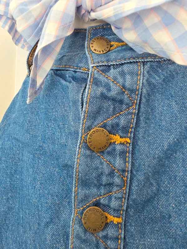 Retro Girl High Waist A Line Vintage Y2K Denim Midi Skirt UK Size 4/6