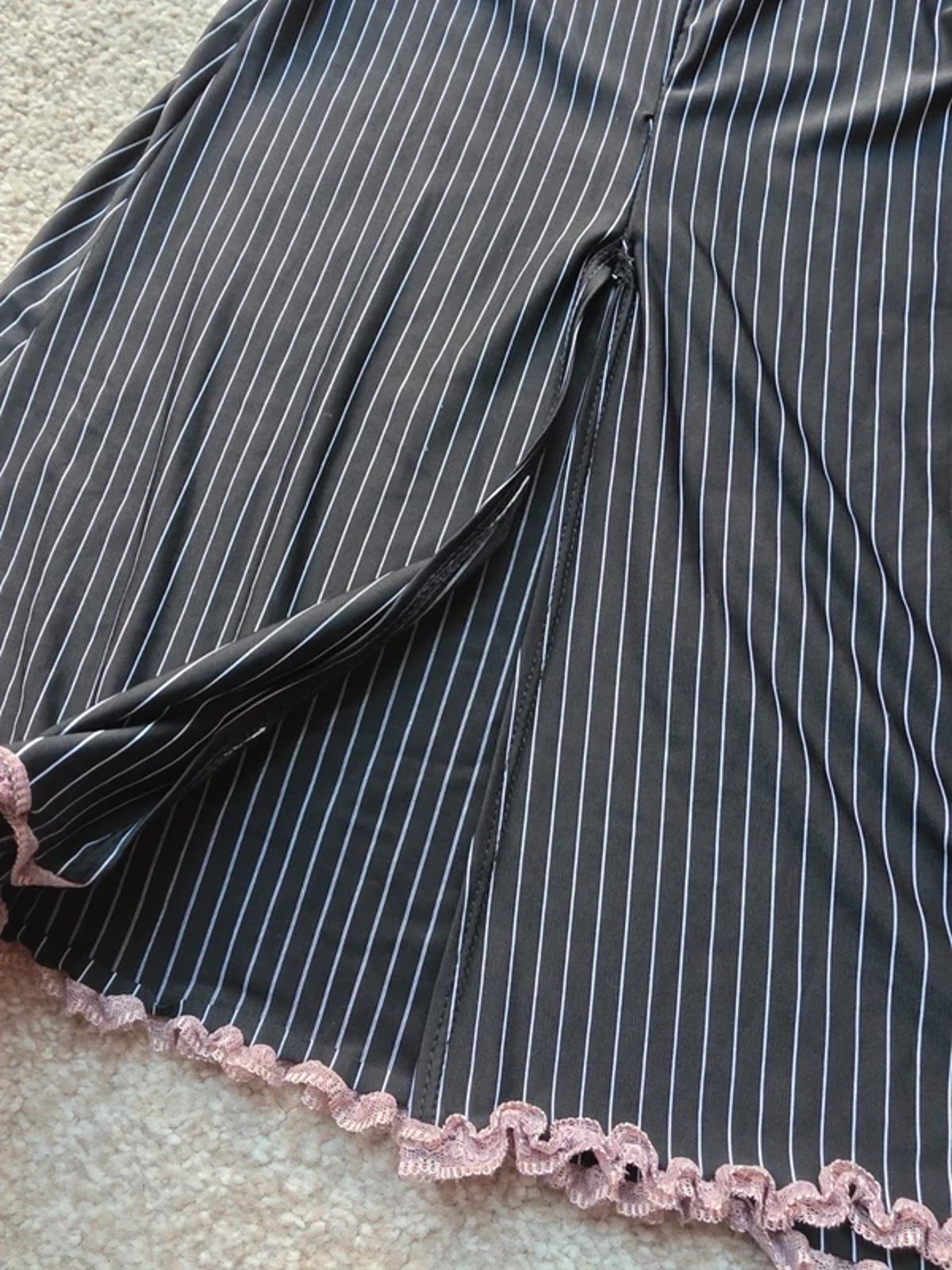 Vintage Y2K Dreamgirl Black Pinstripe Lace Babydoll Slip Dress UK Size 8–10