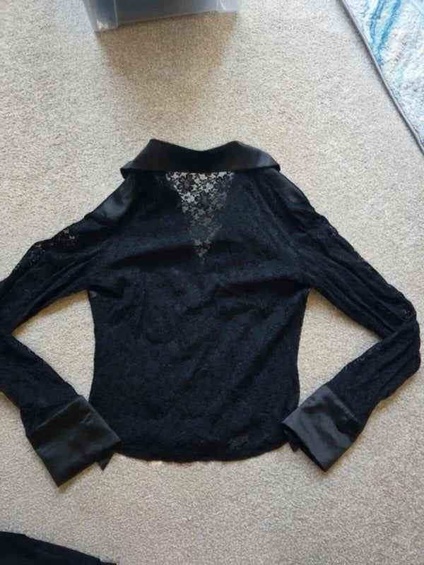 Vintage Y2K Miss Mimi Italia Lace Satin Panel Top UK Size 10