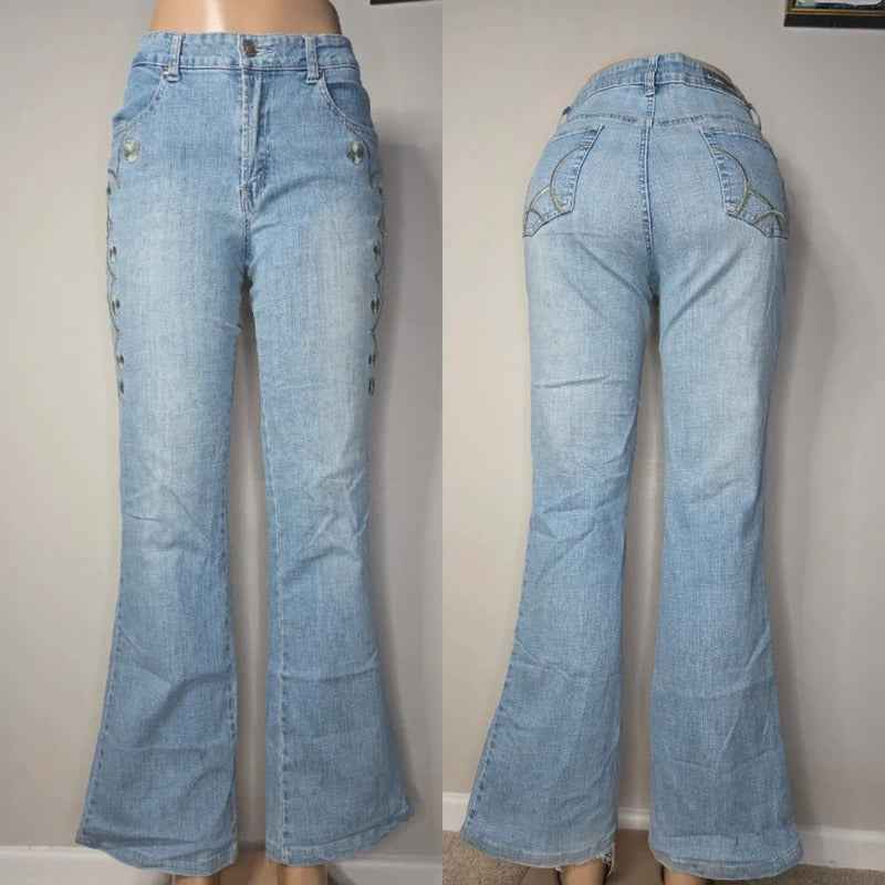 Sergent Pepper Mid Rise Flared Y2K Jeans UK Size 10