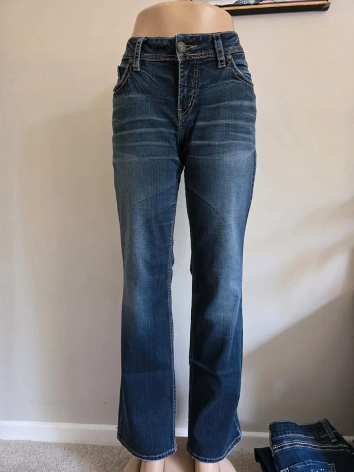 Vintage Y2K Silver Jeans Mid Rise Bootcut Jeans UK Size 14