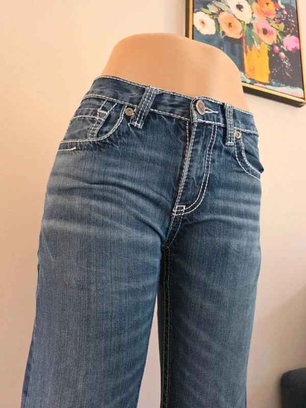 BKE Vintage Y2K Tyler Mid Rise Wide Leg Bootcut Jeans UK Size 8 Petite