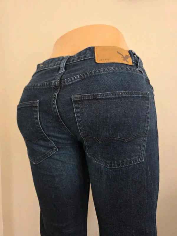 Vintage Y2K American Eagle Mid Rise Straight Jeans UK Size 6 petite