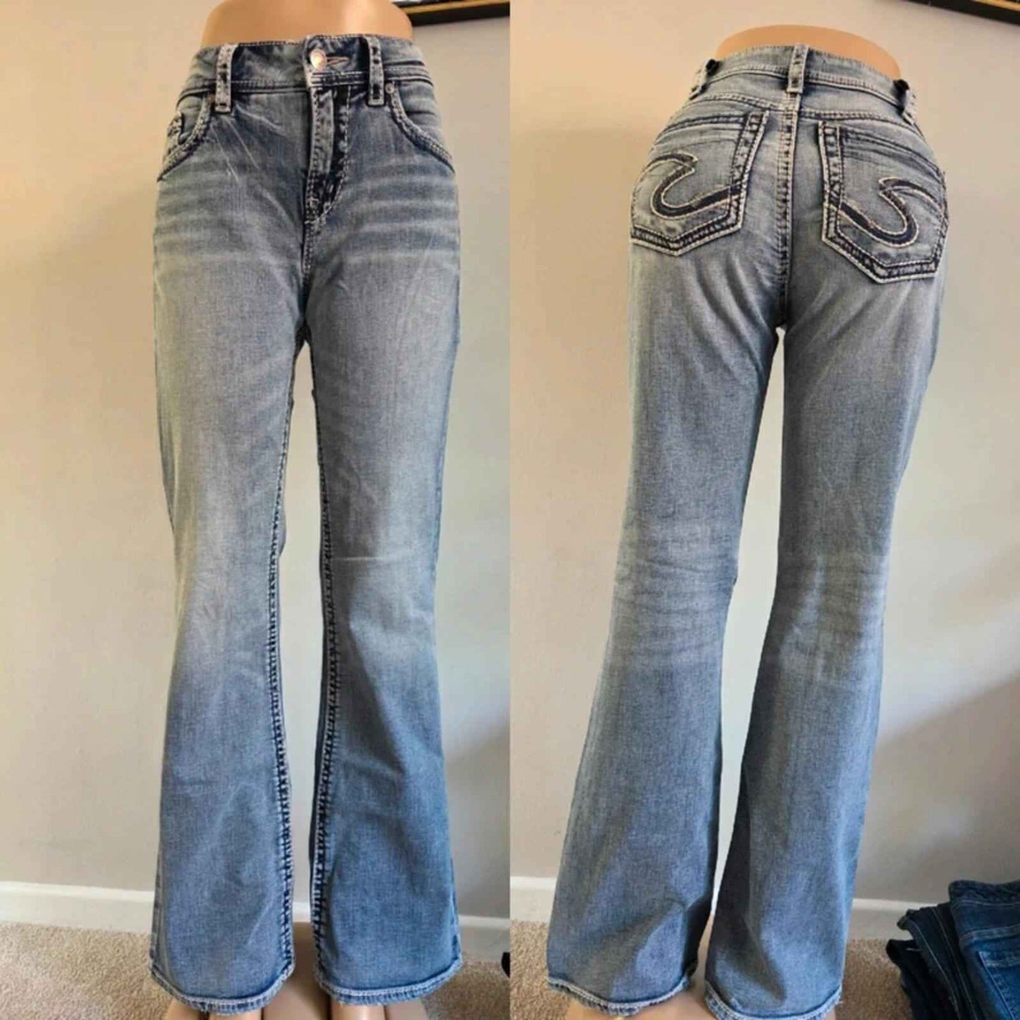 Vintage Y2K Silver Jeans Mid Rise Bootcut UK Size 12