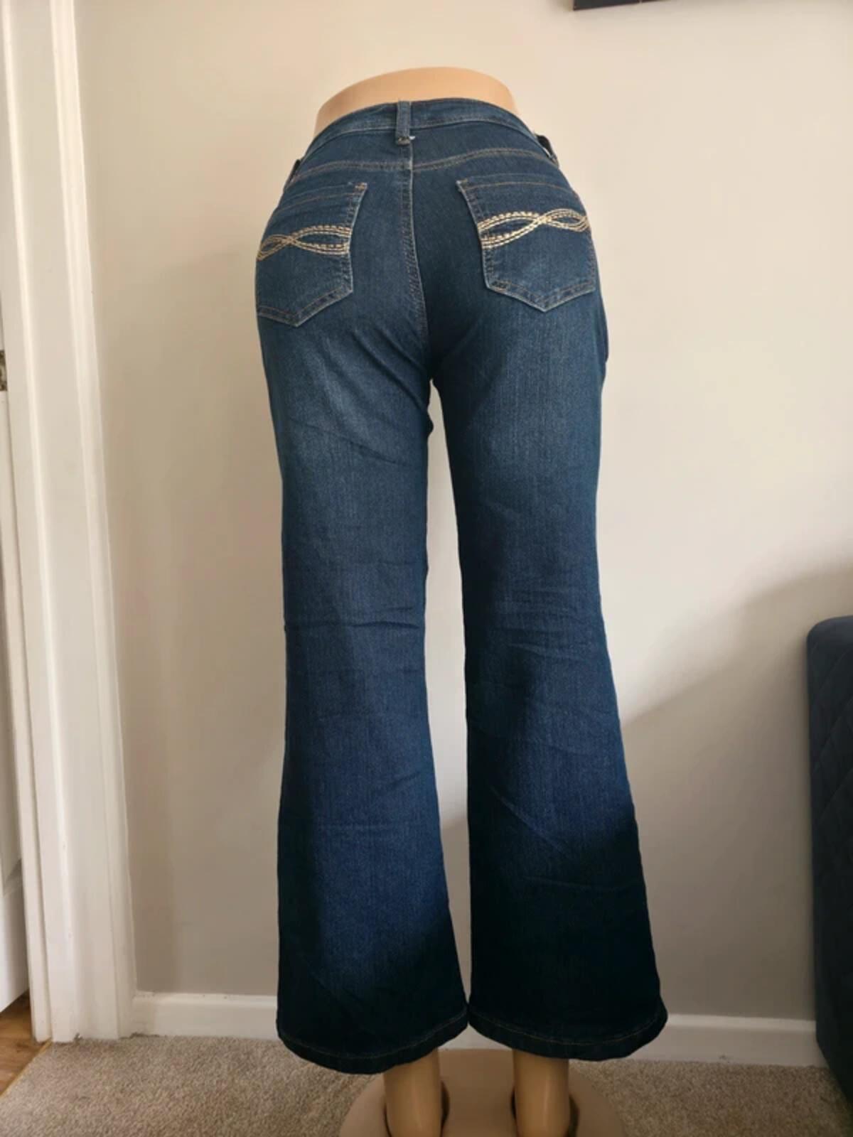 NRJ Vintage Y2K Low Rise Wide Leg Bootcut Jeans UK Size 8/10 Petite