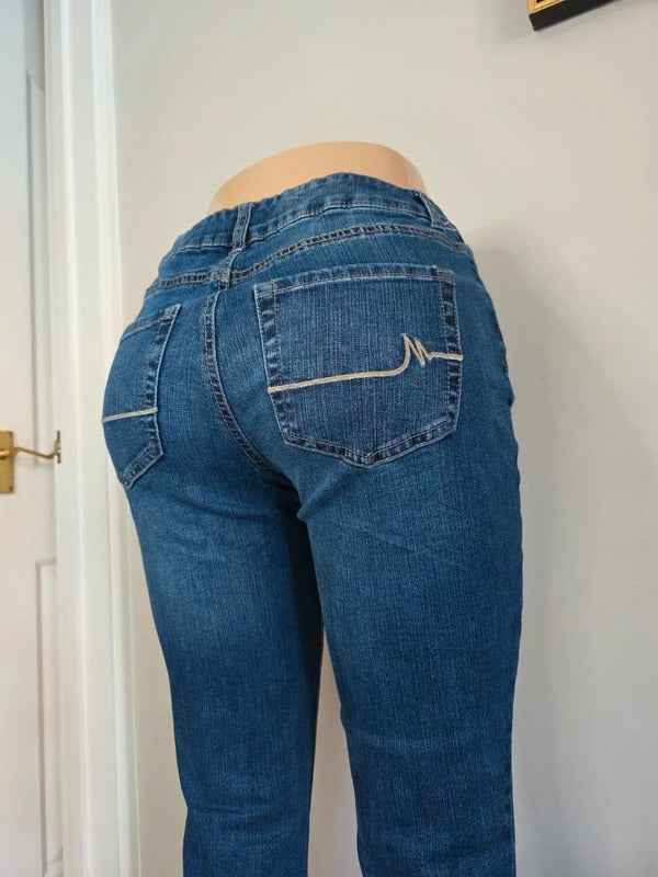 M by Maurices Petite Mid Rise Flared Vintage Y2K Jeans UK Size 8