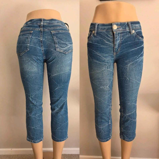 Vintage Y2K Unbranded Mid Rise Cropped Jeans UK Size 8