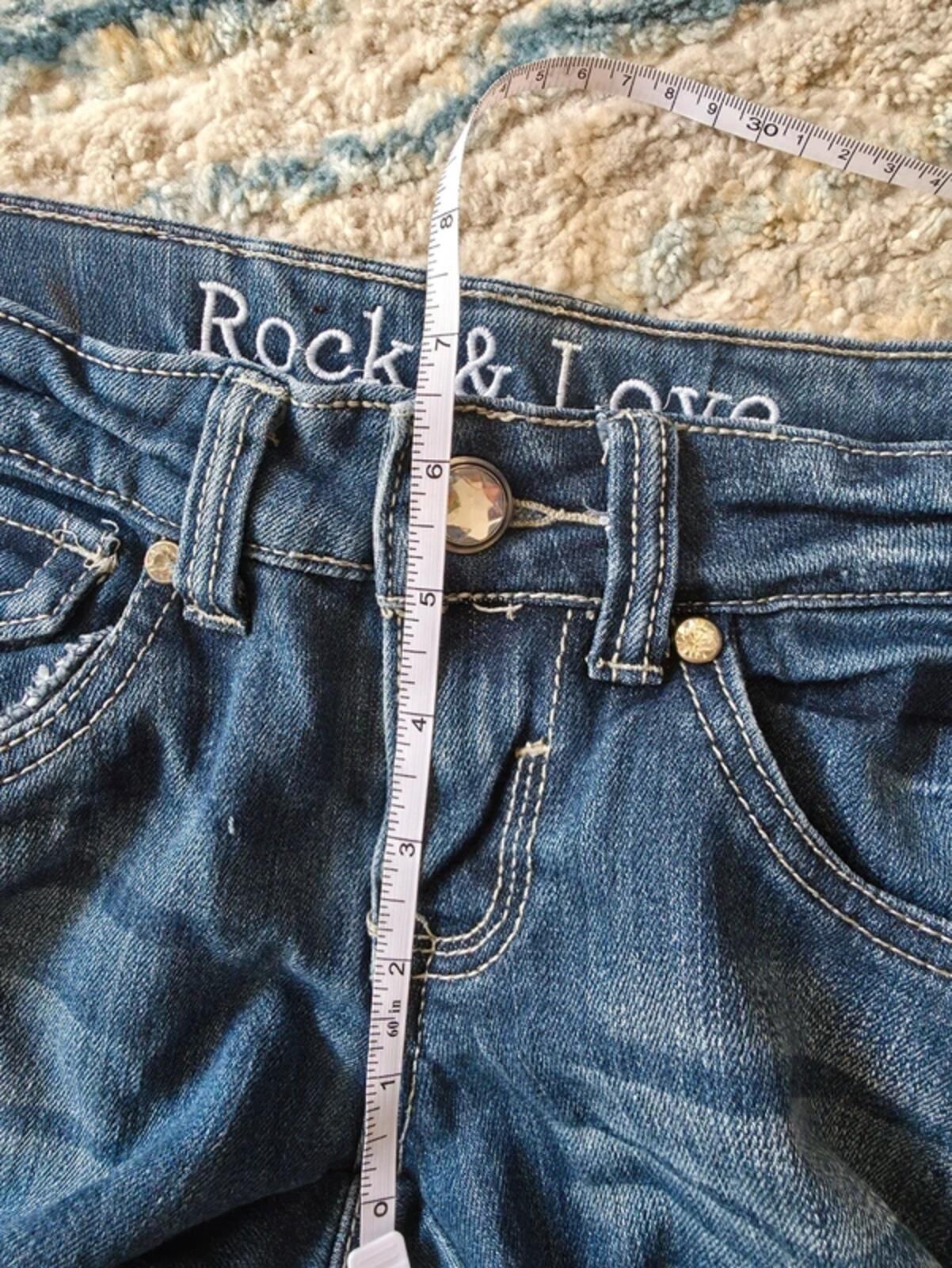 Rock & Love Ultra Low Rise Skinny Vintage Y2K Bling Jeans UK Size 4