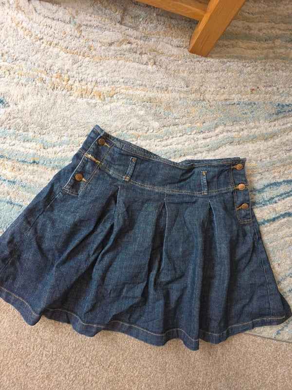 Kiss Miss Italian Denim Pleated Mini Skirt UK Size 12
