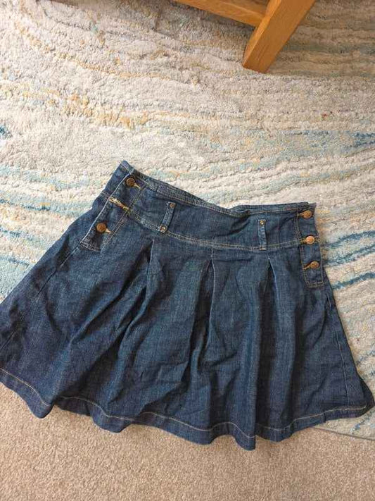 Kiss Miss Italian Denim Pleated Mini Skirt UK Size 12