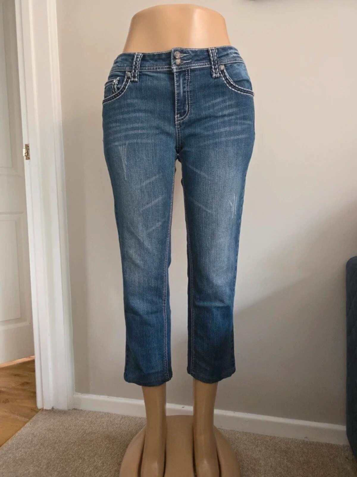 ZCO Jeans Mid Rise Capri Vintage Y2K Jeans UK Size 14