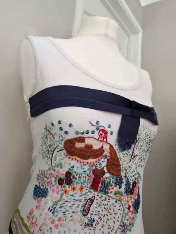 Compagnia Italiana Embroidered Art Top UK Size 10