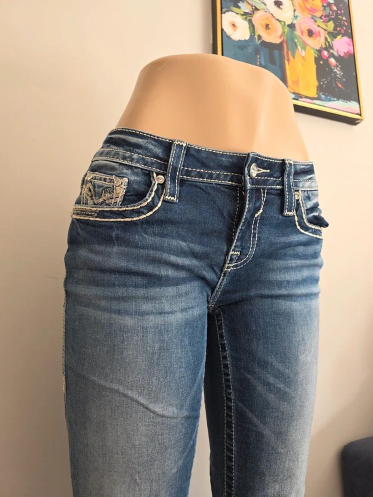 Vigoss Low Rise Capri Bling Vintage Y2K Jeans UK Size 8