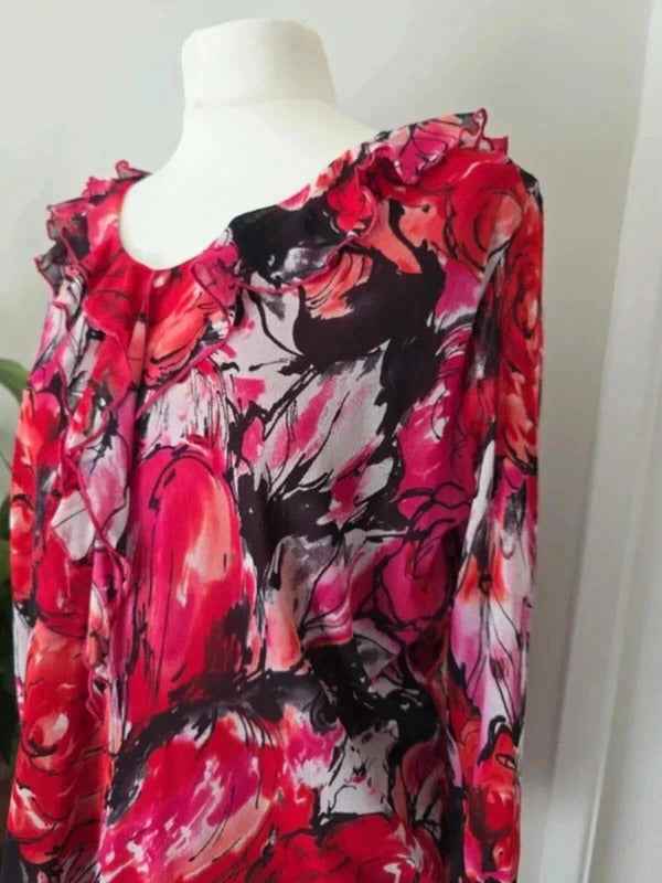 Leonora Made in Italy Floral Mesh Blouse UK Size 18