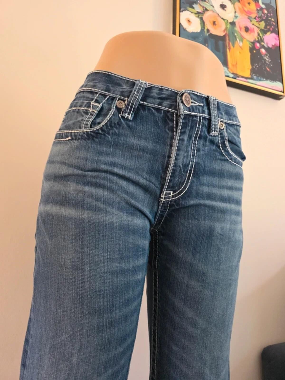BKE Vintage Y2K Tyler Mid Rise Wide Leg Bootcut Jeans UK Size 8 Petite