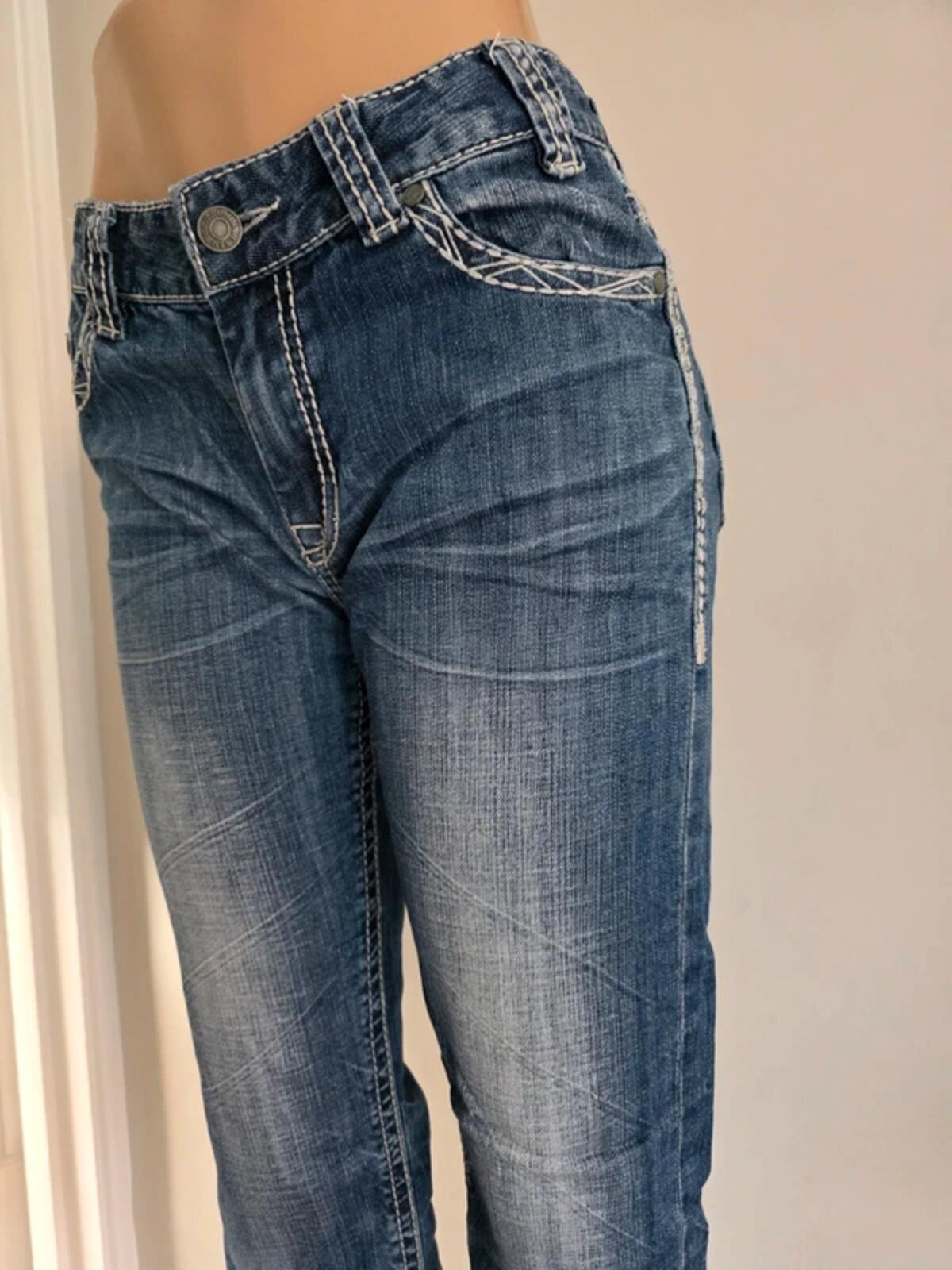Vintage Y2K Rock & Roll Cowgirl Mid Rise Boyfriend Jeans UK Size 10 tall