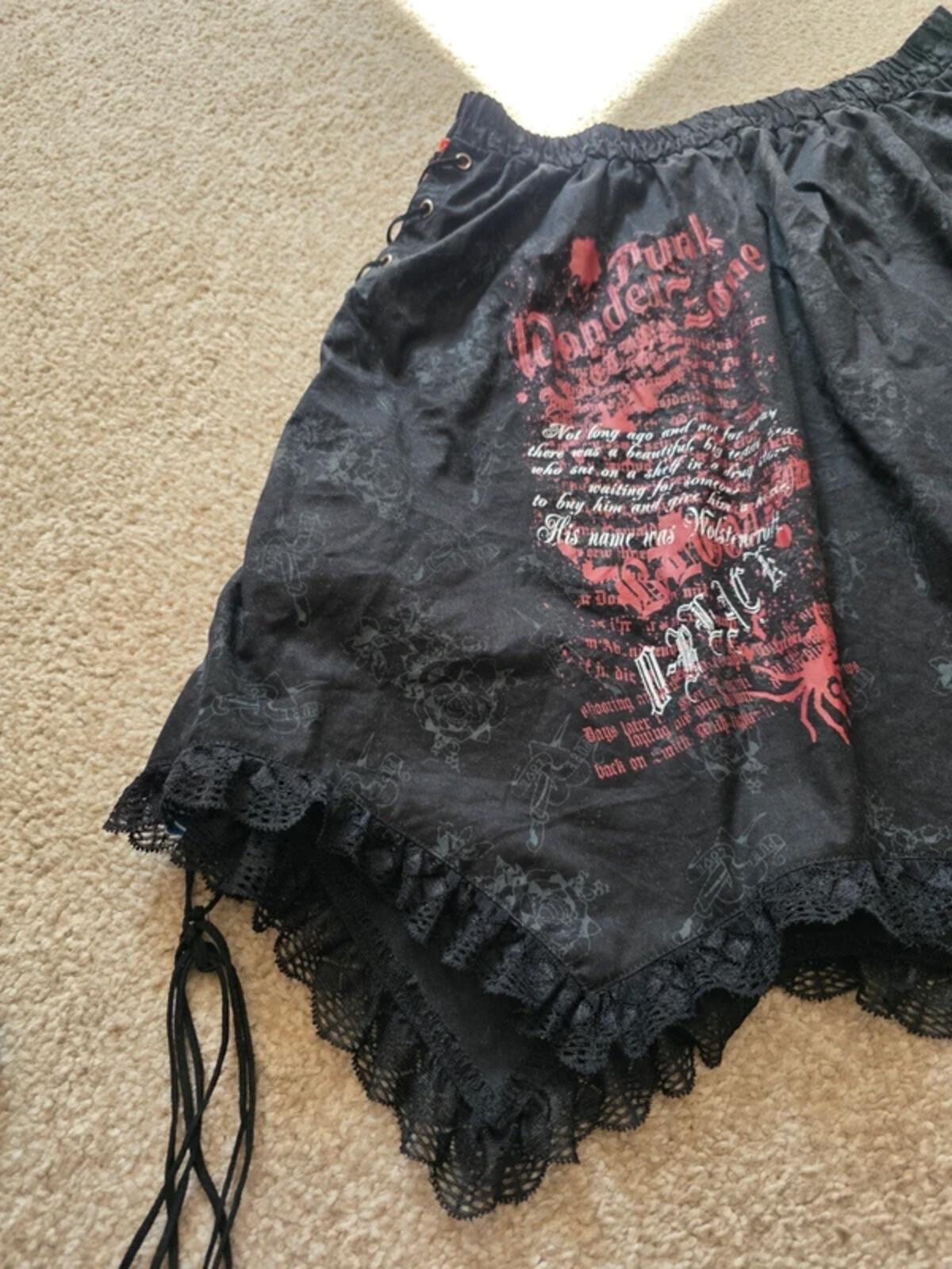 Vintage Y2K Punk Emo Goth Lace Up Handkerchief Skirt UK Size 6–12