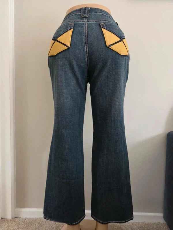 Baccini Mid Rise Wide Leg Vintage Y2K Jeans UK Size 10 Petite