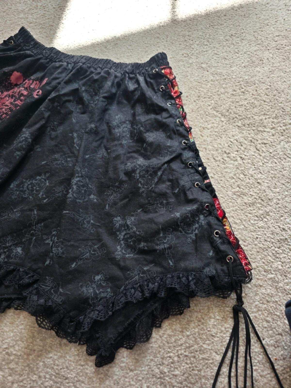 Vintage Y2K Punk Emo Goth Lace Up Handkerchief Skirt UK Size 6–12