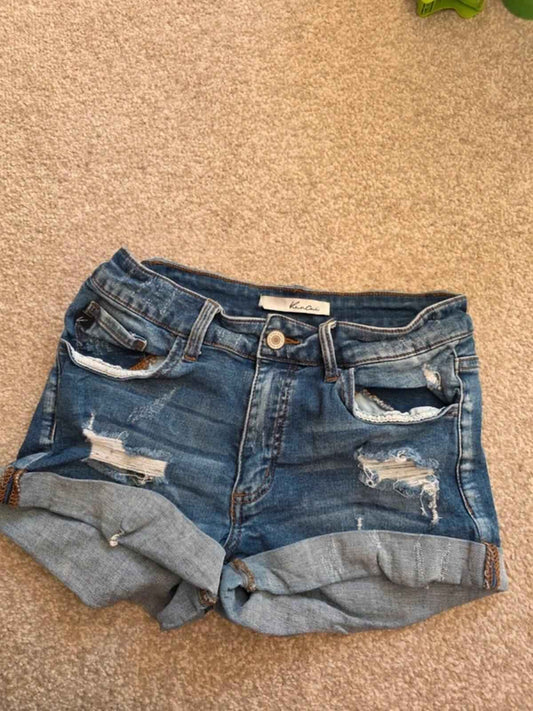 Vintage Y2K Mid Rise Kancan Denim Shorts UK Size 6