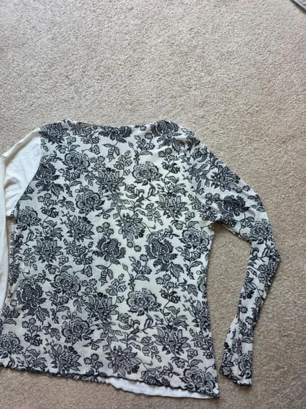 Vintage Y2K Opinion Printed Long Sleeve Blouse UK Size 14/16