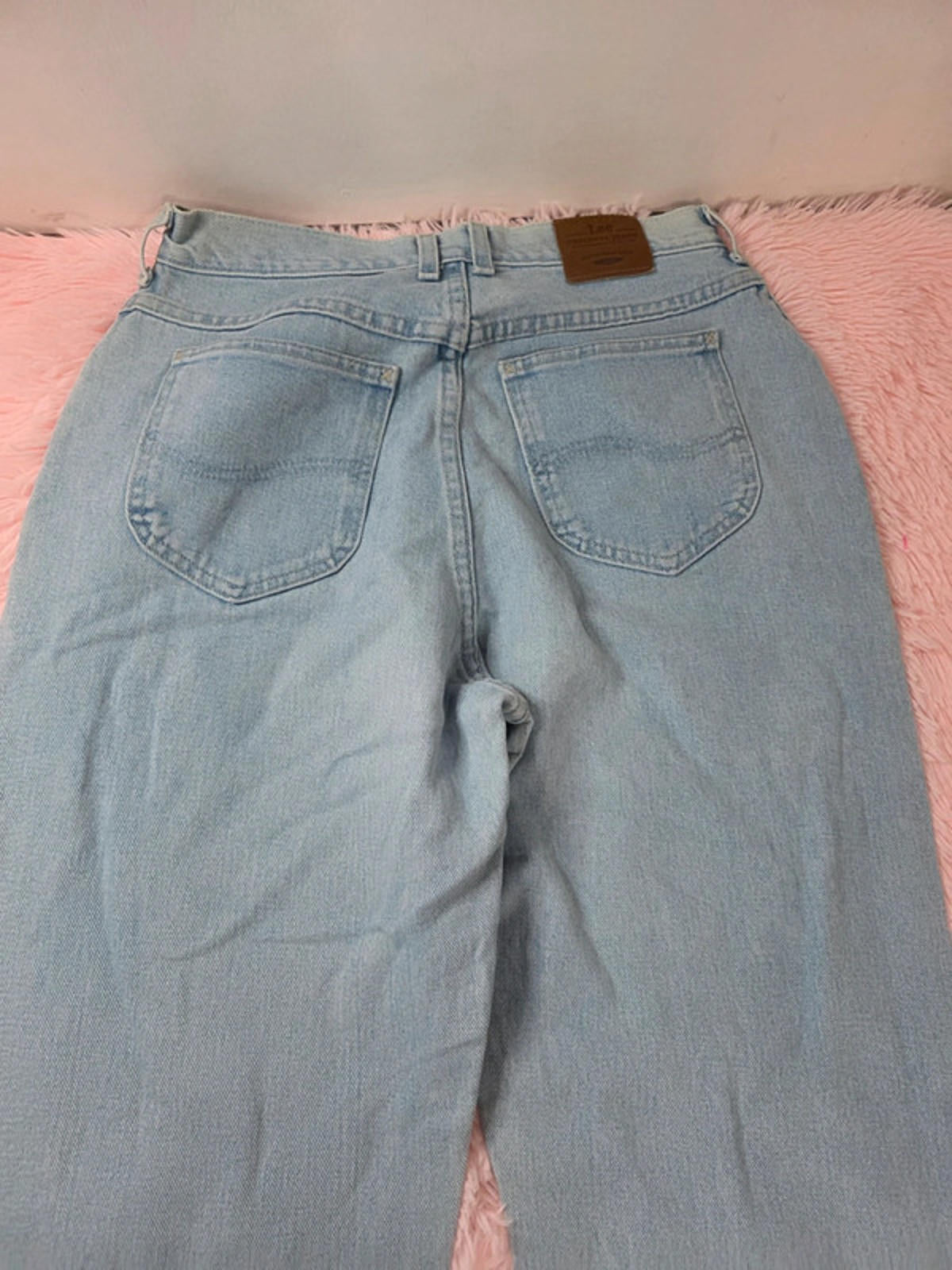 Vintage Y2K Lee Mum Jeans Light Blue Denim UK Size 10 Tall