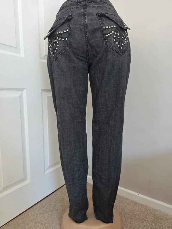 Jeans De Fleur High Rise Skinny Vintage Y2K Embellished Jeans UK Size 16