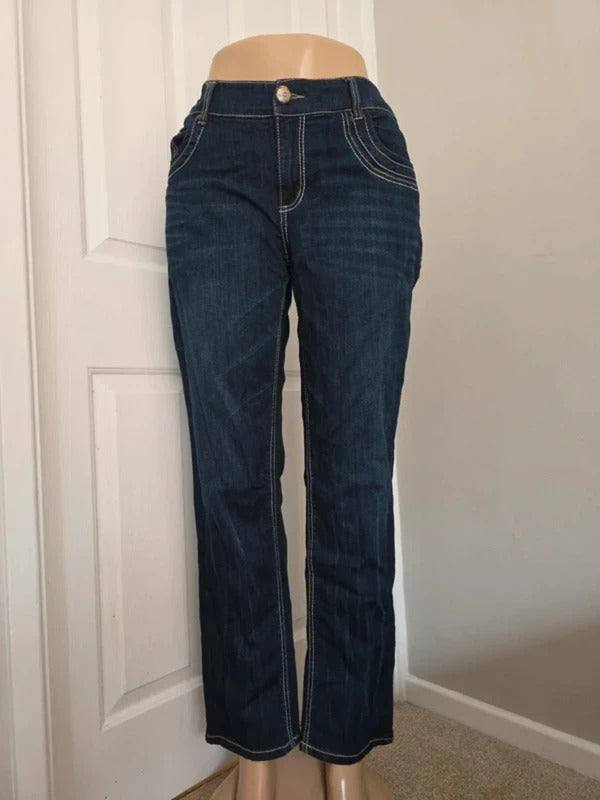 Seven7 Luxe Mid Rise Straight Vintage Y2K Jeans UK Size 18 Petite