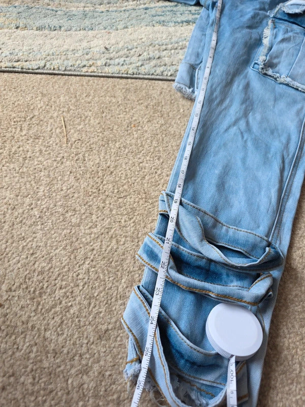 My Boo High Waisted Cropped Cargo Jeans UK Size 8