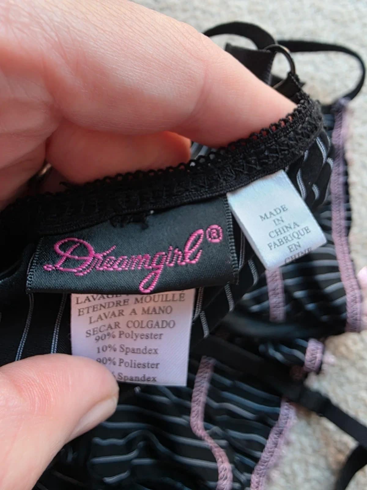 Vintage Y2K Dreamgirl Black Pinstripe Lace Babydoll Slip Dress UK Size 8–10